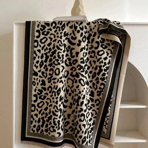 Multicolor Casual Women's Boho Double-Sided Leopard Print Jacquard Imitation Cas - Picture 2 of 4